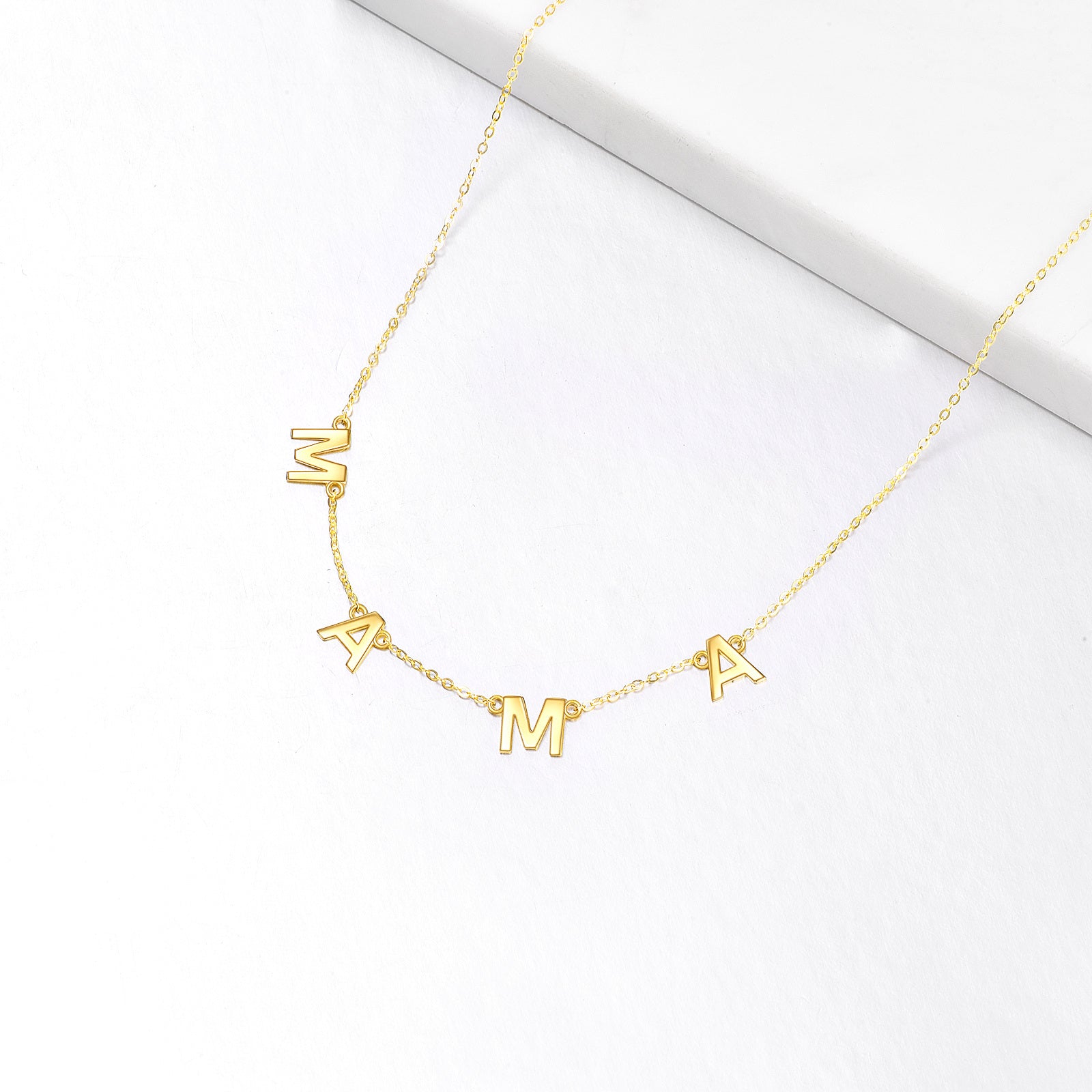 14K Gold Personalized Initial Letter Metal Choker Necklace