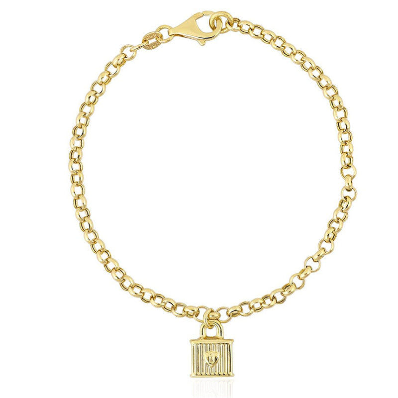 14K Gold Personalized Initial Letter Charm Bracelet for Women
