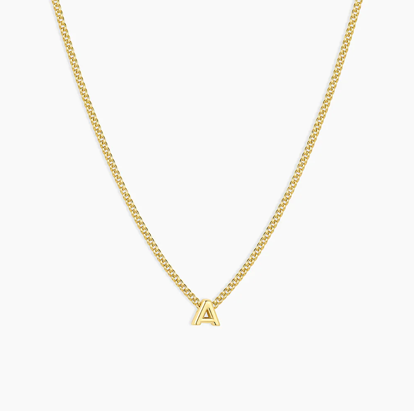 Sterling Silver with Yellow Gold Plated Personalized Initial Letter Pendant Necklace