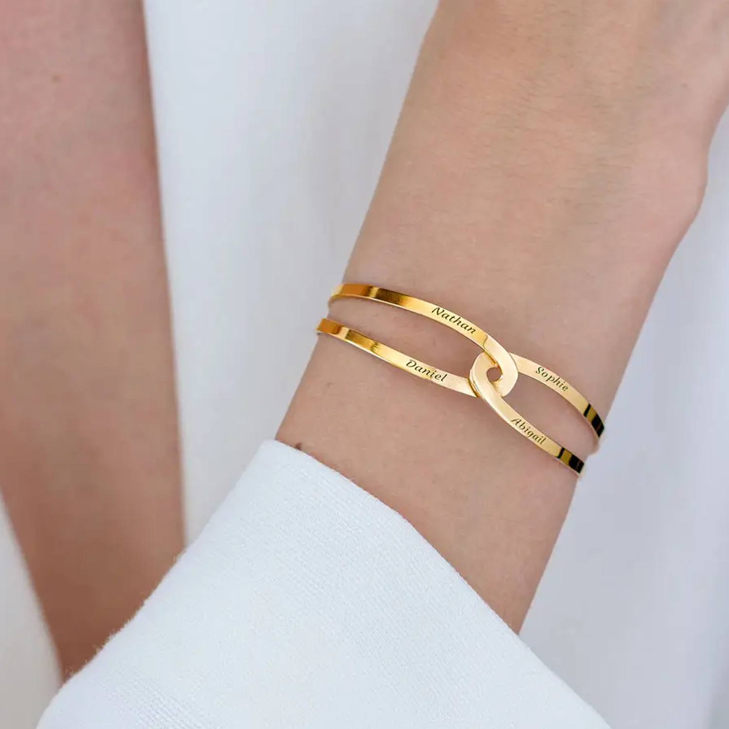 Gold Vermeil Personalized Name Bangle Bracelet for Women Men