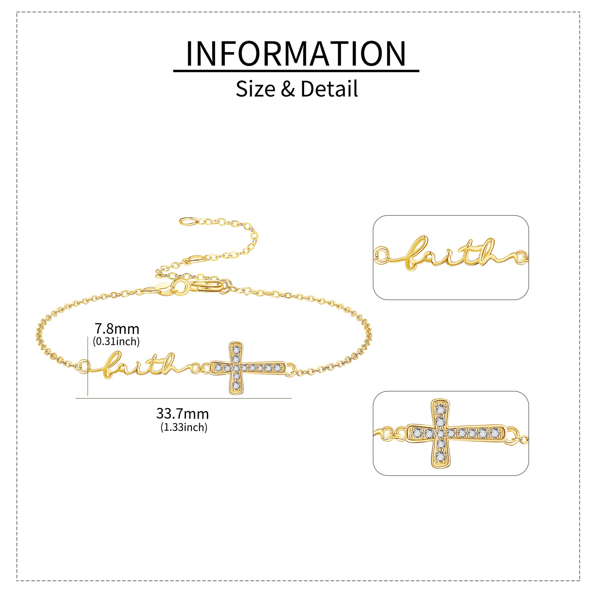 14K Gold Personalized Name Cross Bracelet for Women