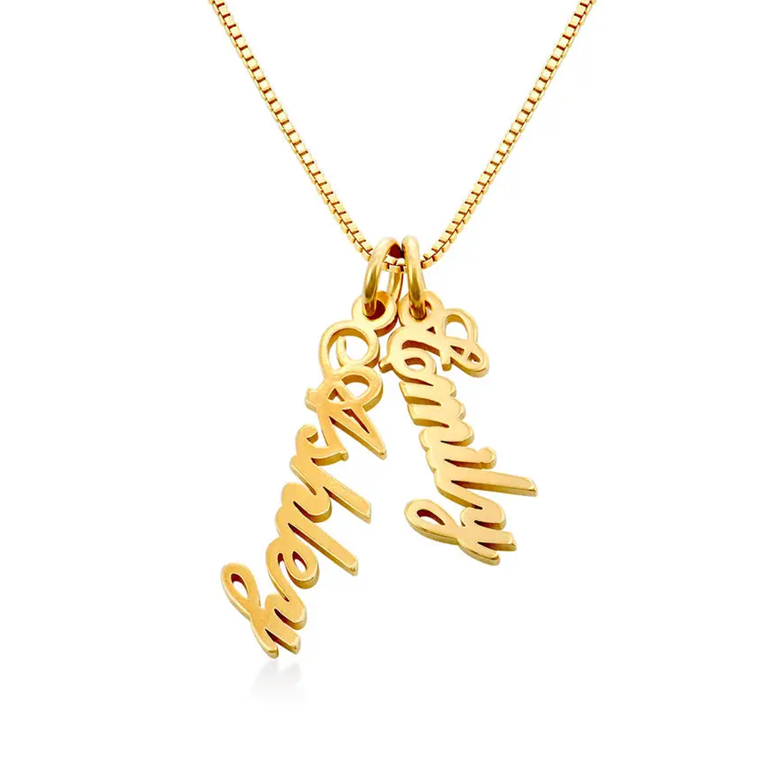 14K Gold Personalized Vertical Nameplate Necklace