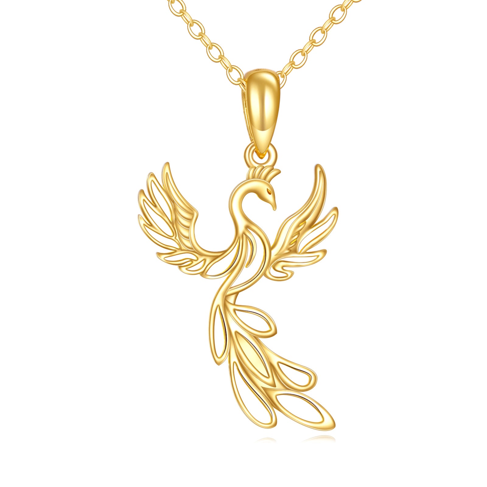 14K Gold Phoenix Pendant Necklace