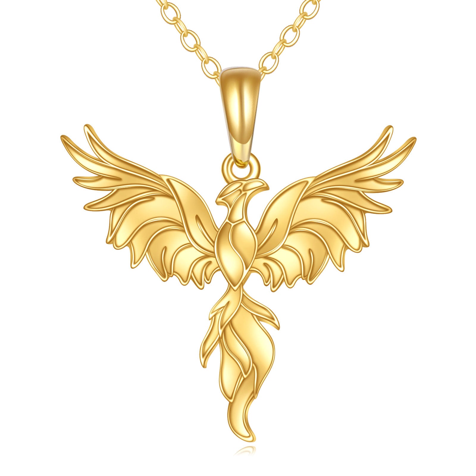 14K Gold Phoenix Pendant Necklace
