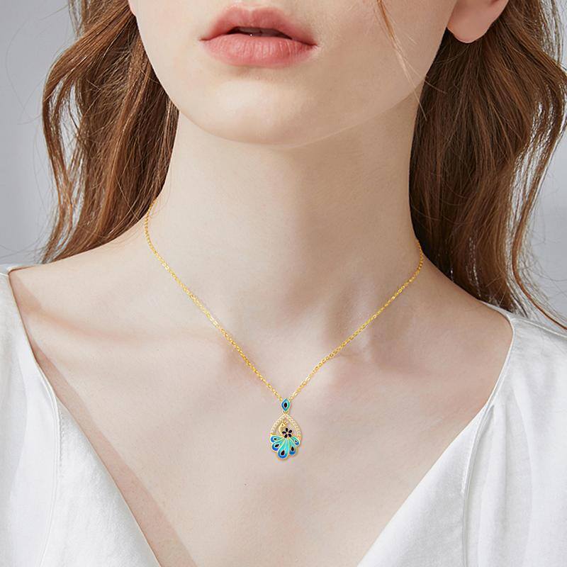 14K Gold Cubic Zirconia Phoenix Pendant Necklace