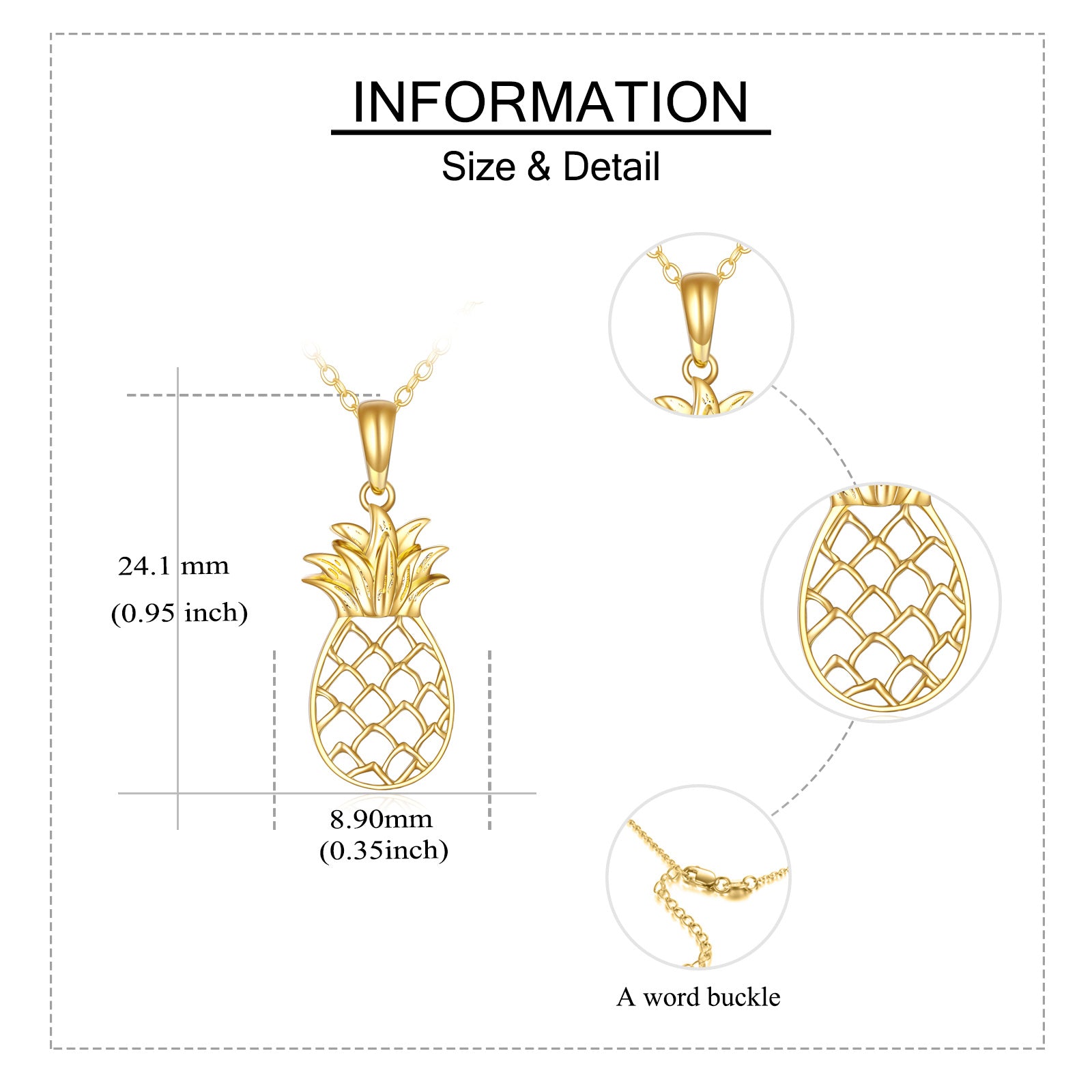 14K Gold Pineapple Pendant Necklace