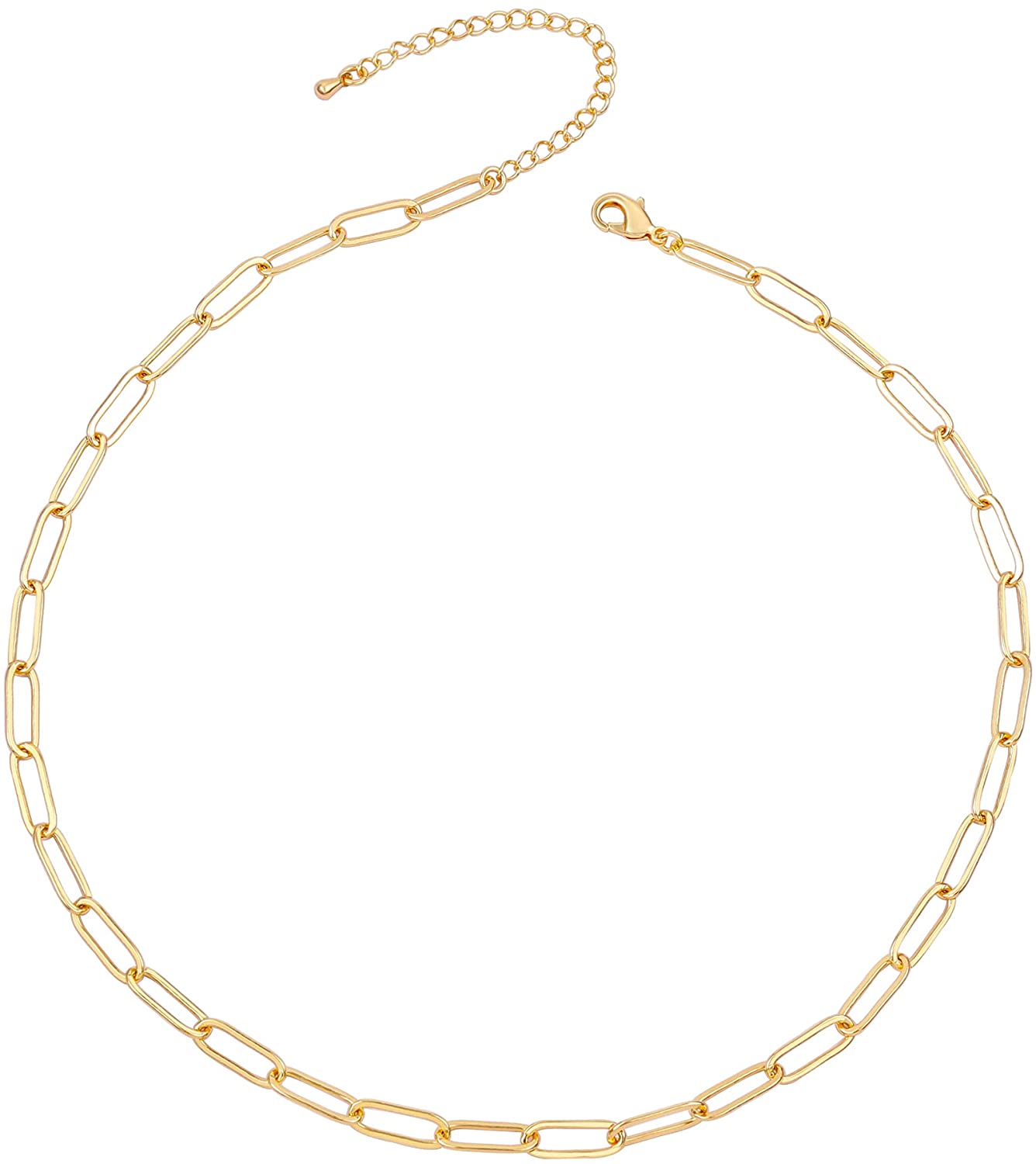 Rachel Glauber Gold Plated Dainty Layering Paperclip Link Chain Gold Color Necklace
