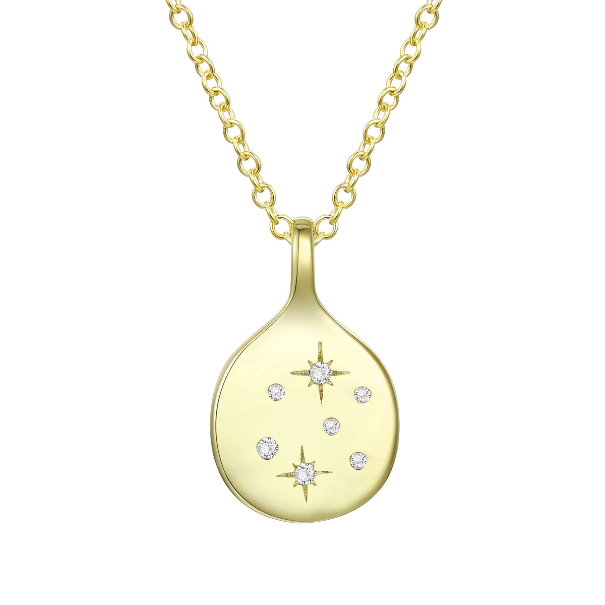 Sterling Silver Gold Plated Cubic Zirconia Pendant Necklace