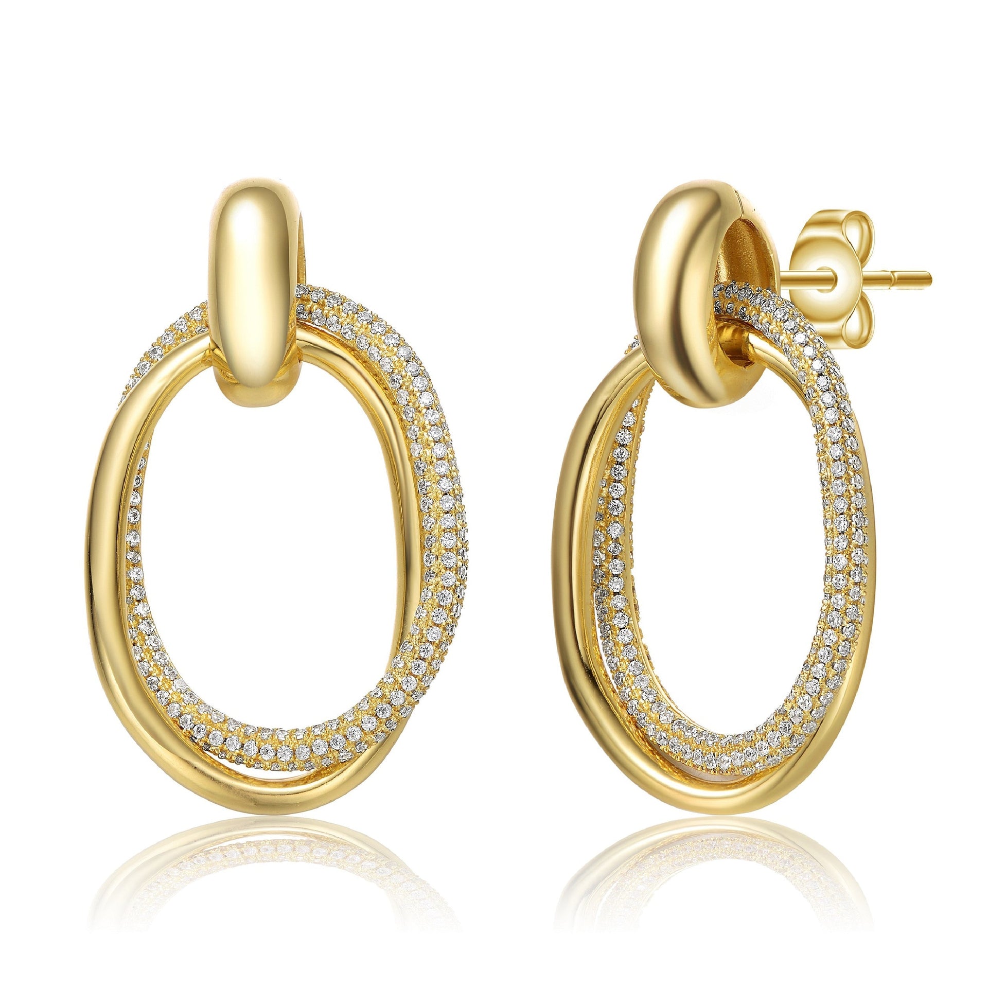 Rachel Glauber Gold Plated Cubic Zirconia Stud Earrings