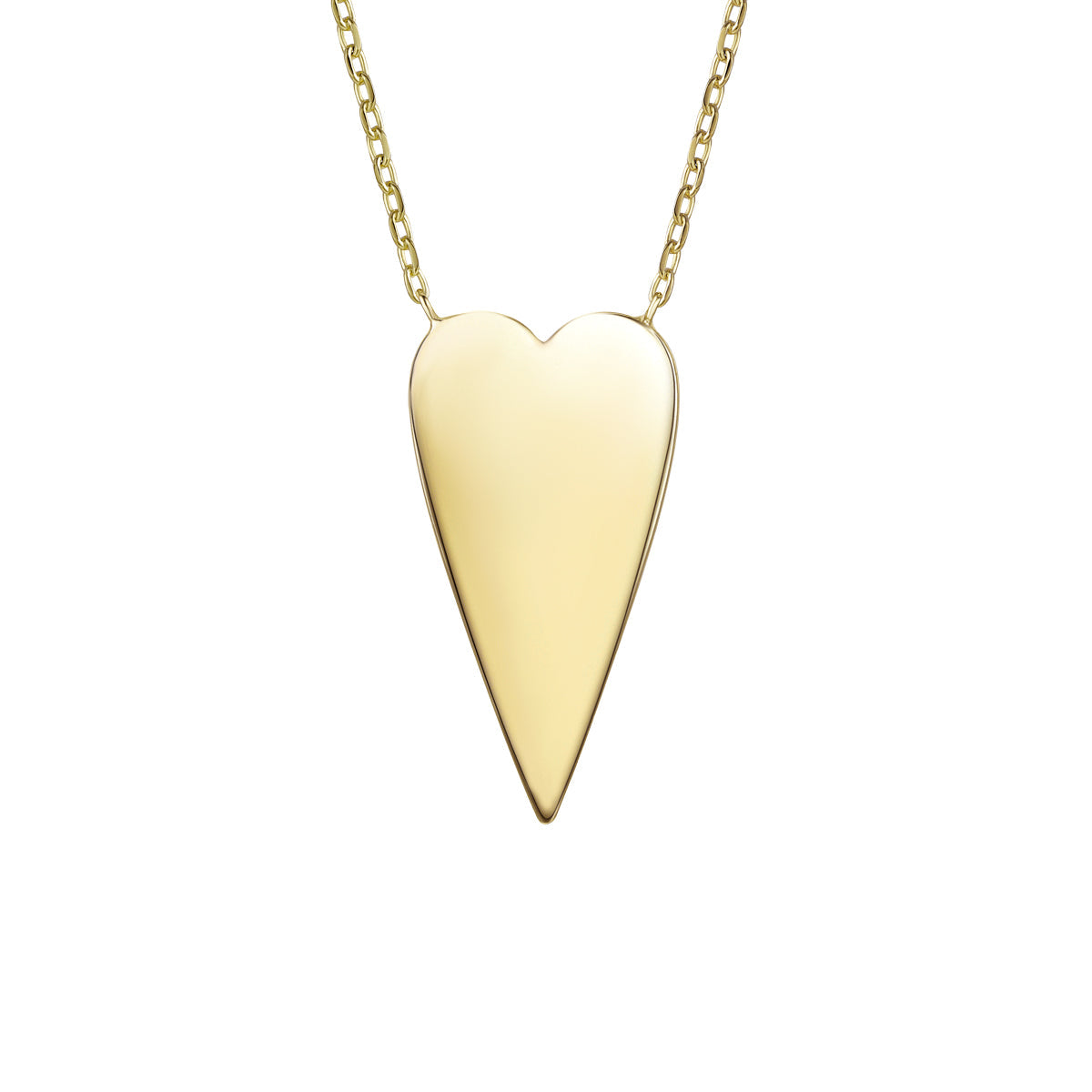 Rachel Glauber Gold Plated Elongated Modern Shiny Heart Layering Necklace