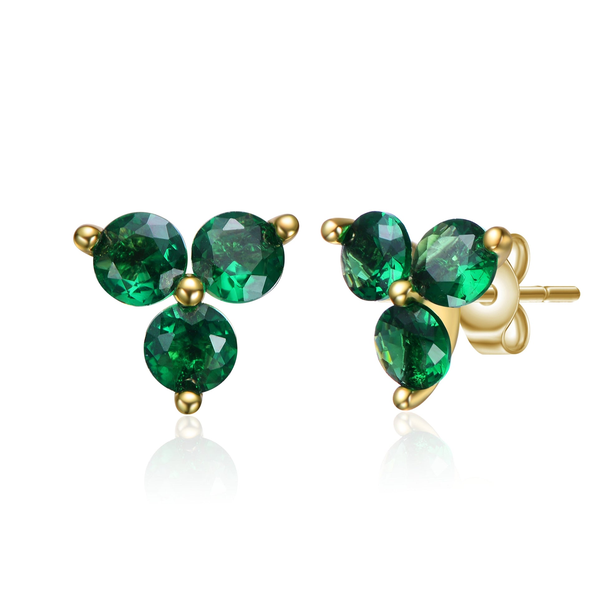 Rachel Glauber Gold Plated Nano Green Cubic Zirconia Stud Earrings