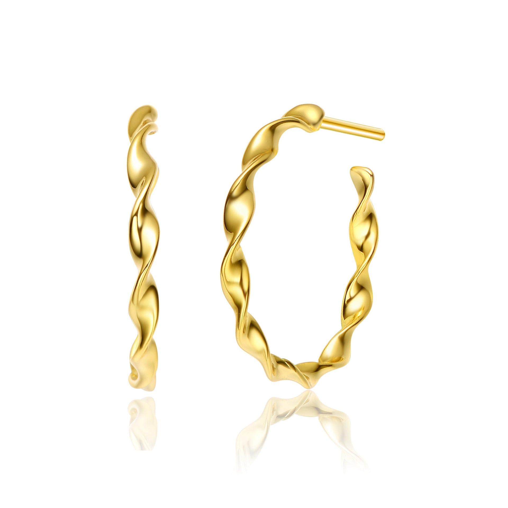 Rachel Glauber Gold Plated Curved Open Hoop Earrings