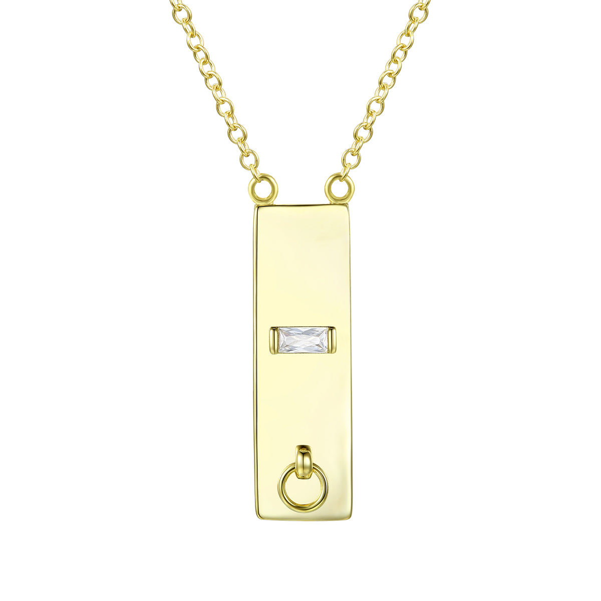 Rachel Glauber Gold Plated Radiant Cubic Zirconia Bar Necklace