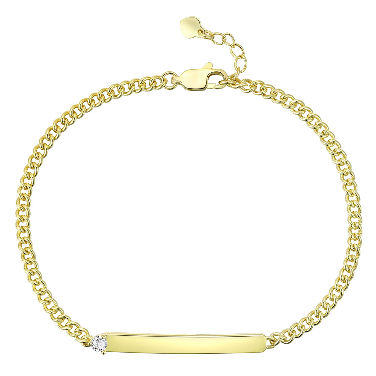 Gold Plated With Clear Round Cubic Zirconia Adjustable Bracelet