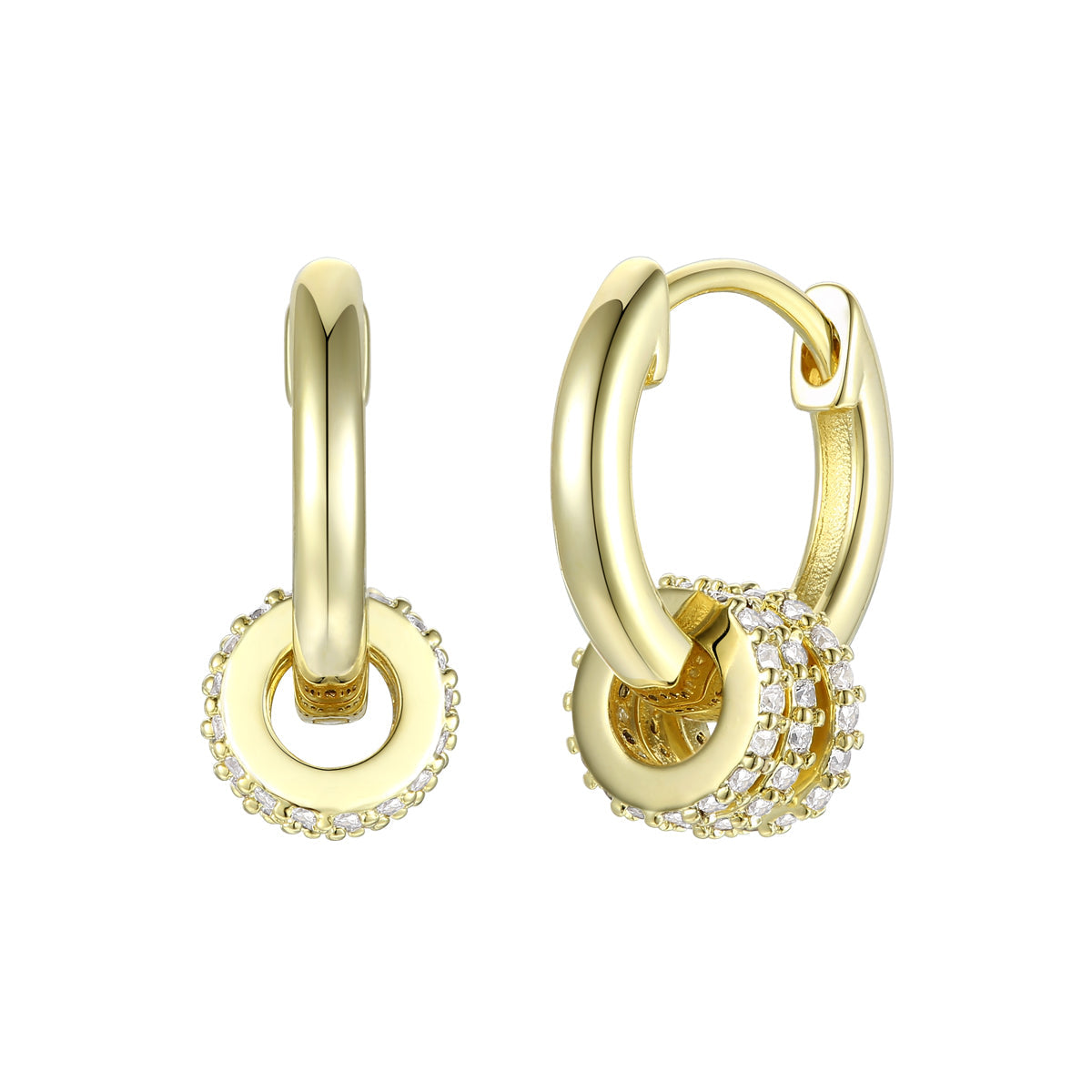 Rachel Glauber Gold Plated Round Cubic Zirconia Small Hoop Earrings