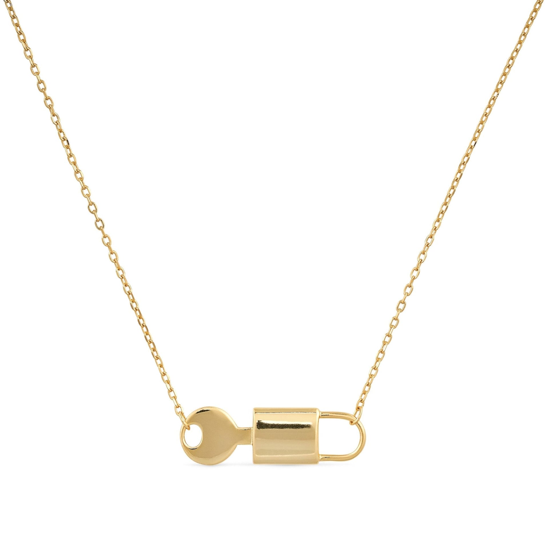 Gold Plated Silver Lock & Key Necklace