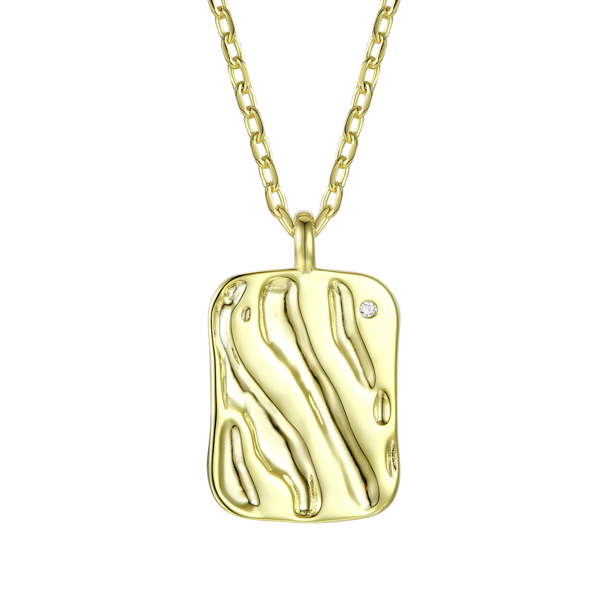 Rachel Glauber Stunning Gold Plated Square Pendant Necklace