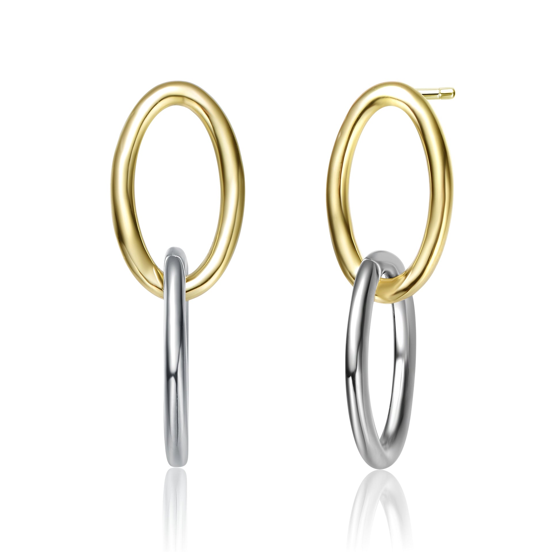 Rachel Glauber Gold Plated Two Tone Oval Drop Earrings