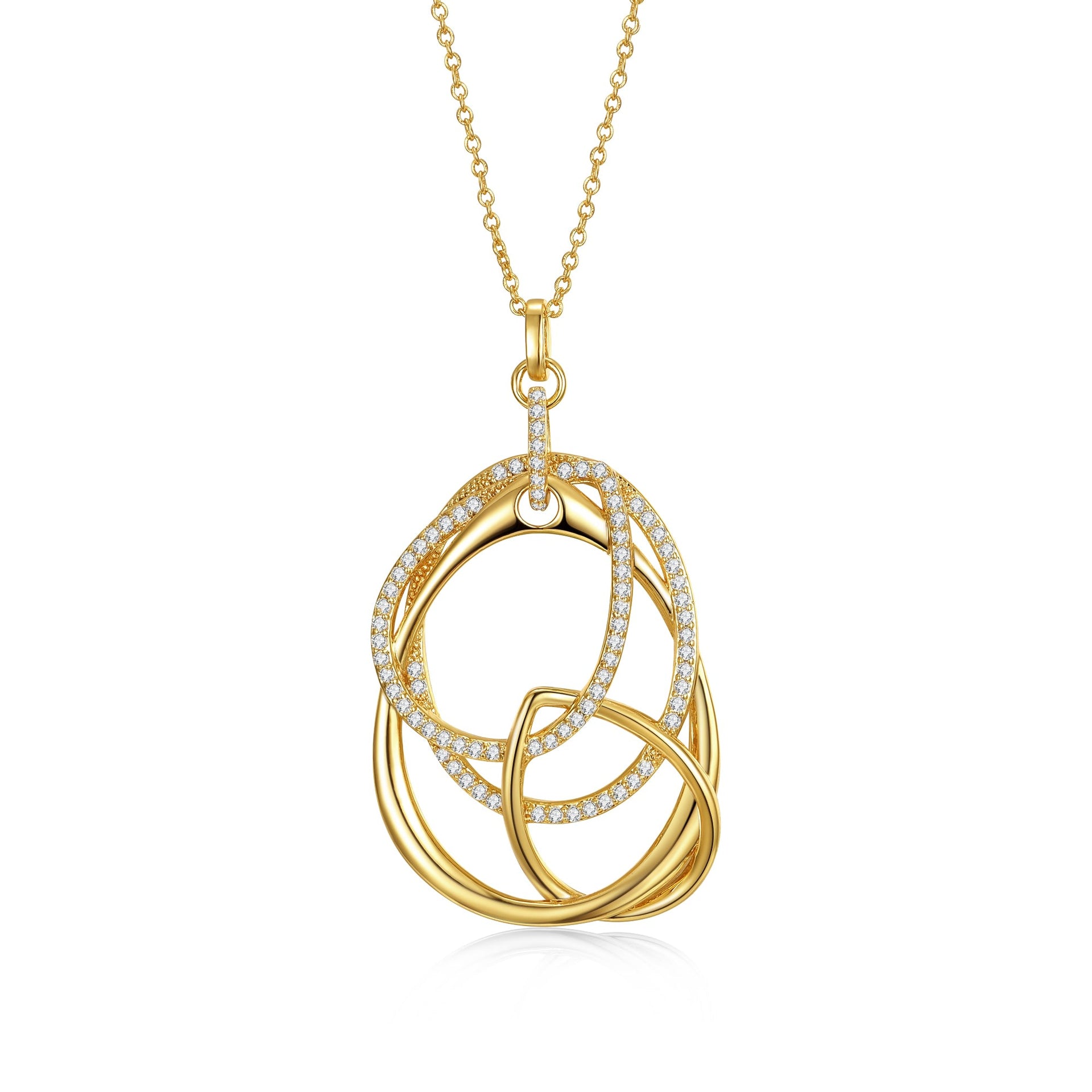 Rachel Glauber Stunning Gold Plated With Cubic Zirconia Free Form Love Knot Pendant Necklace