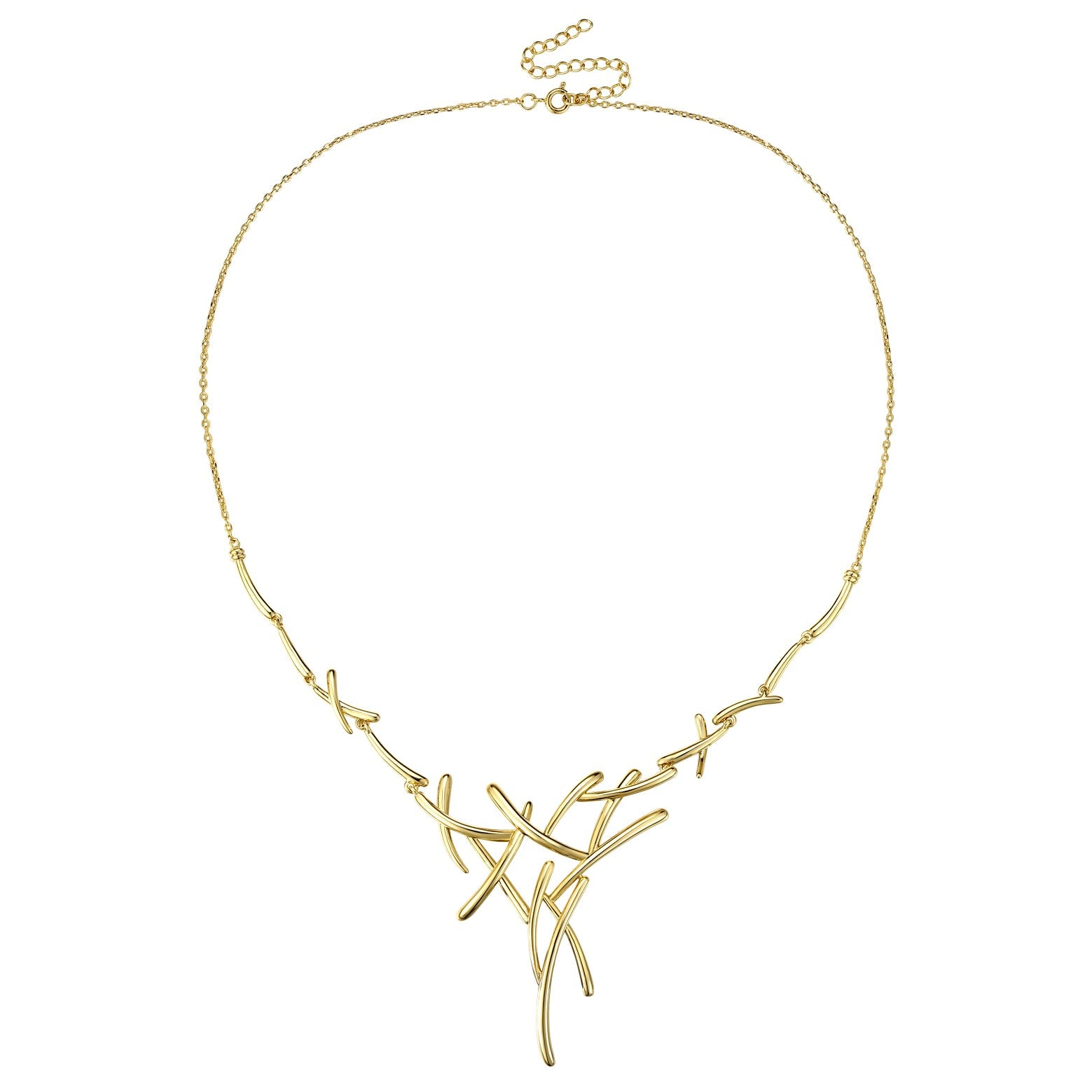 Rachel Glauber Gold Plated With Cubic Zirconia Sticks Contemporary Statement Necklace