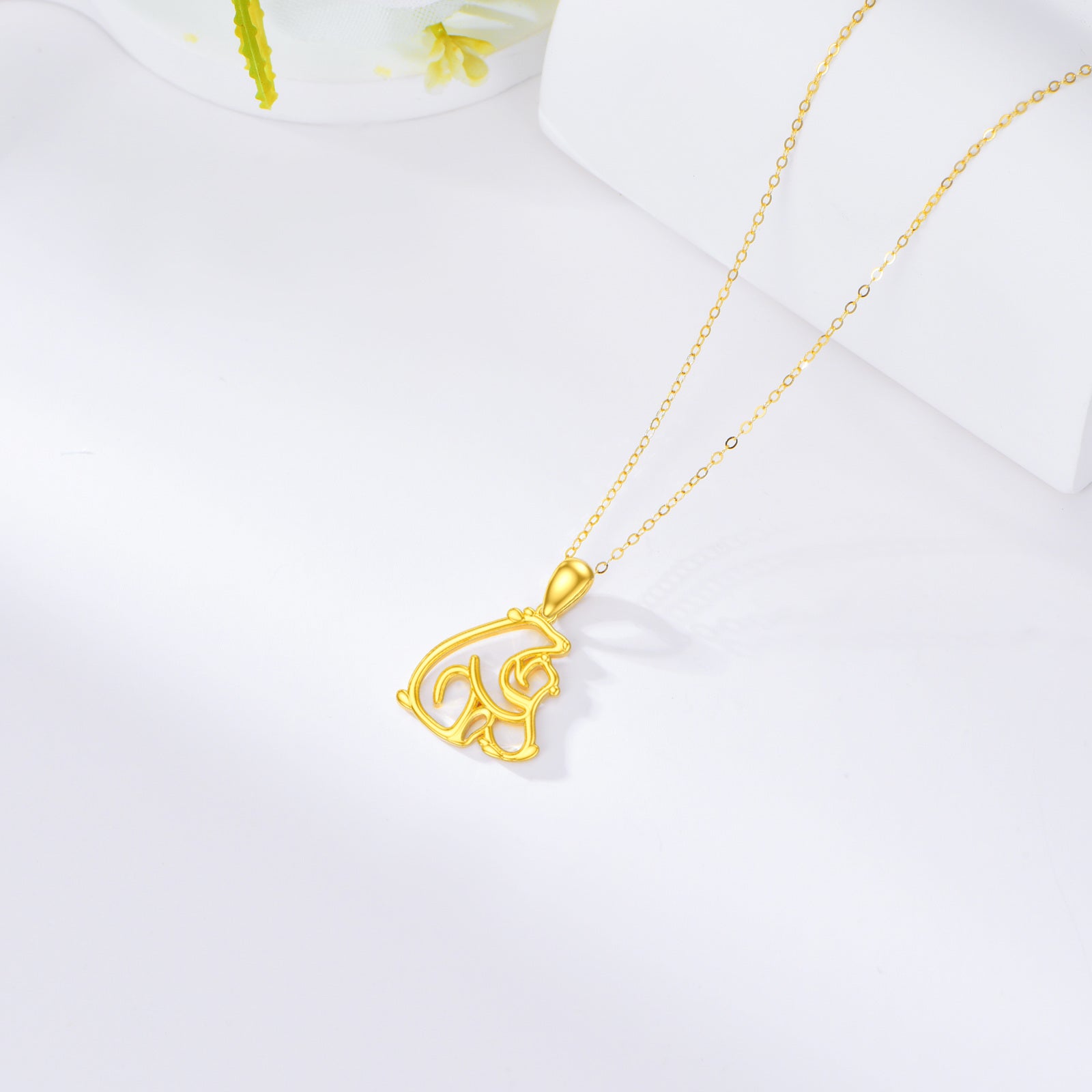 14K Gold Polar Bear Pendant Necklace