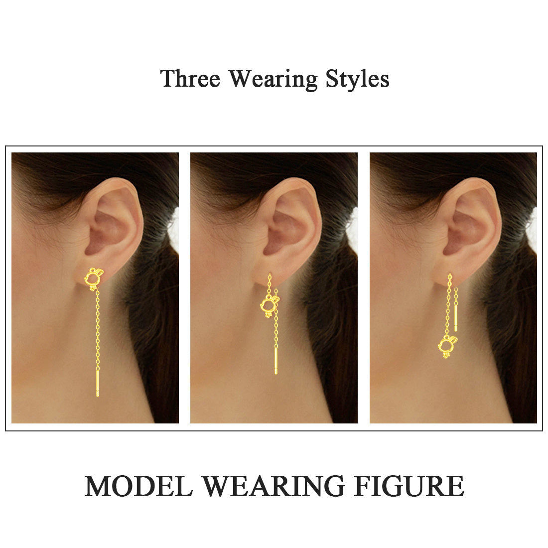 14K Gold Rabbit Drop Earrings