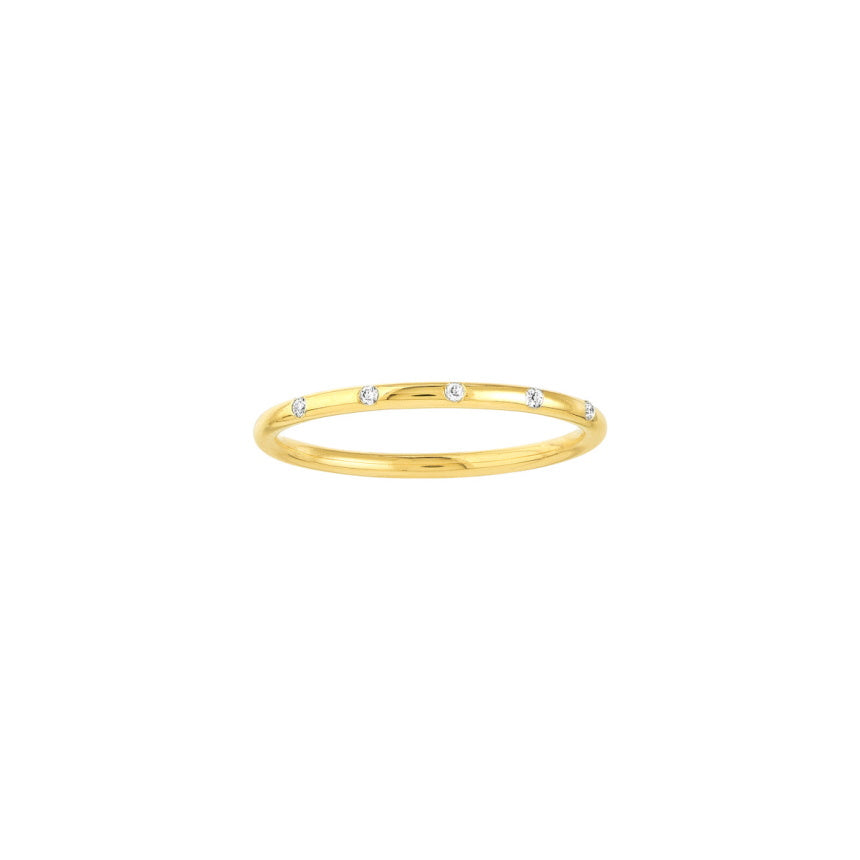 14K Gold Ring with Small Diamonds