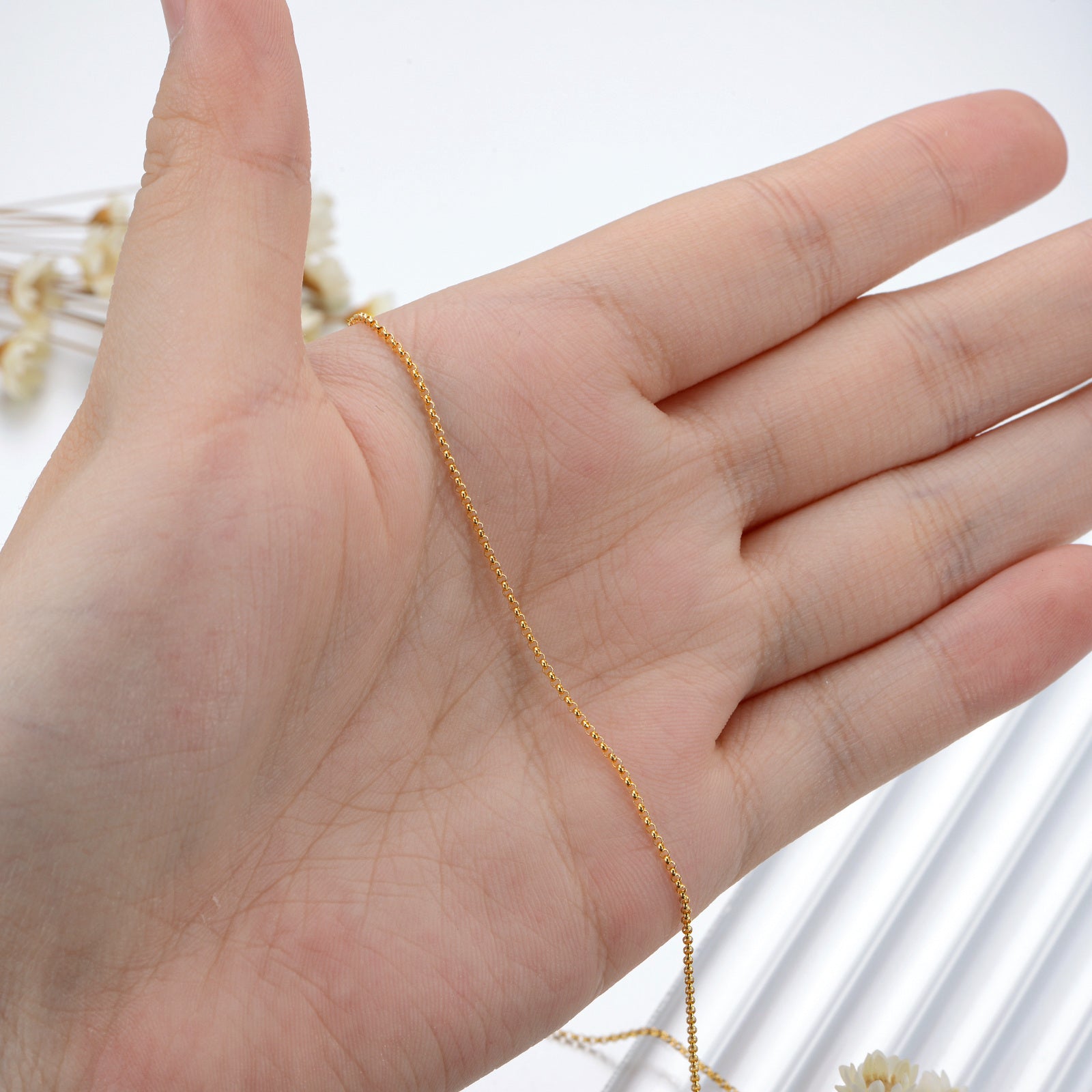 14K Gold Rolo Chain Necklace