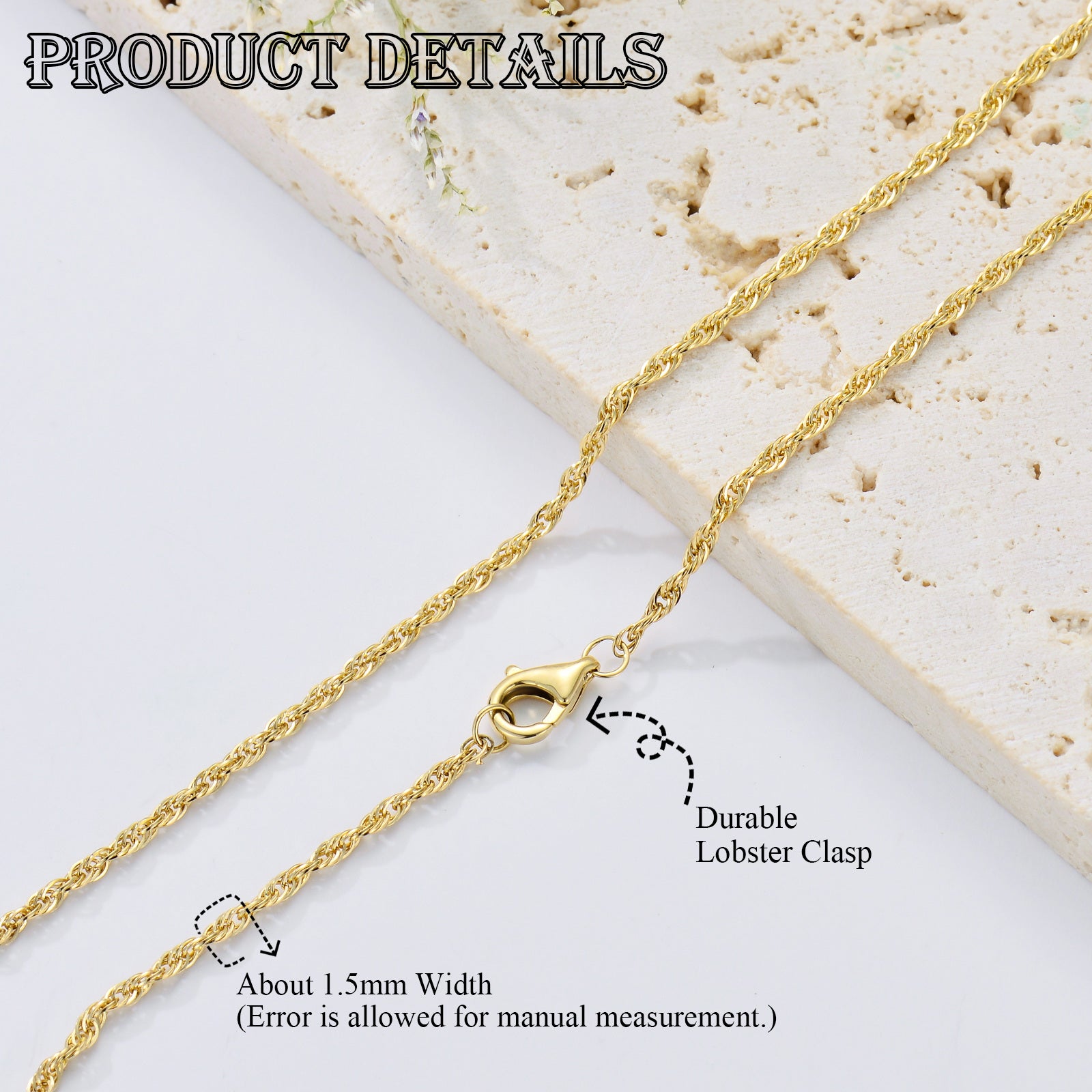 14K Gold Rope Chain Necklace