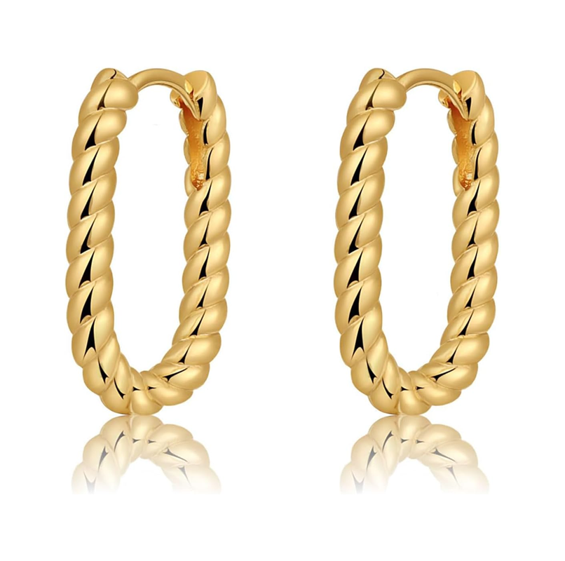 Sterling Silver with Yellow Gold Plated Round Hoop Earrings