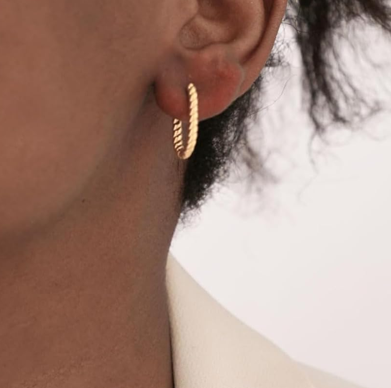 Sterling Silver with Yellow Gold Plated Round Hoop Earrings