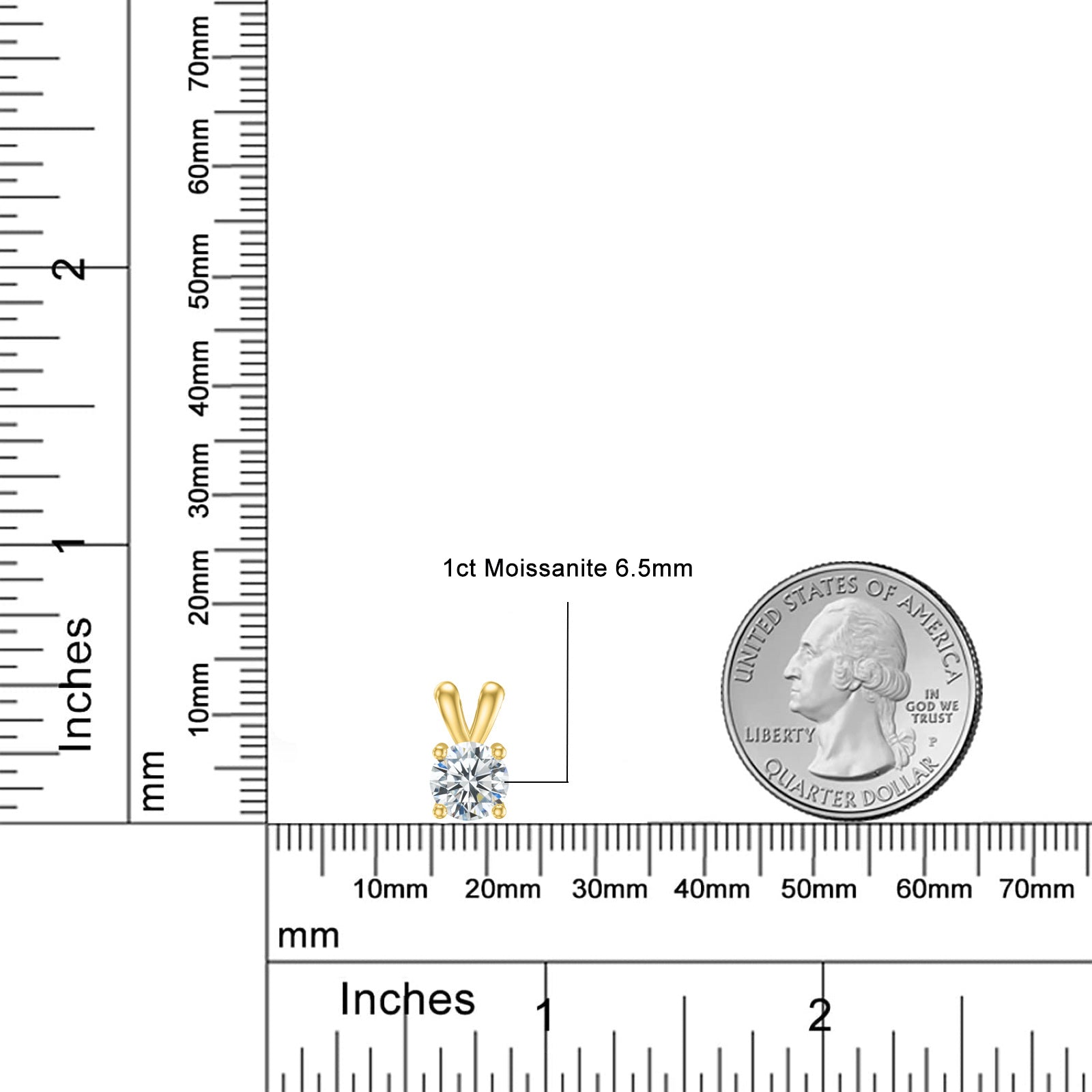 14K Gold Round Moissanite Pendant Necklace