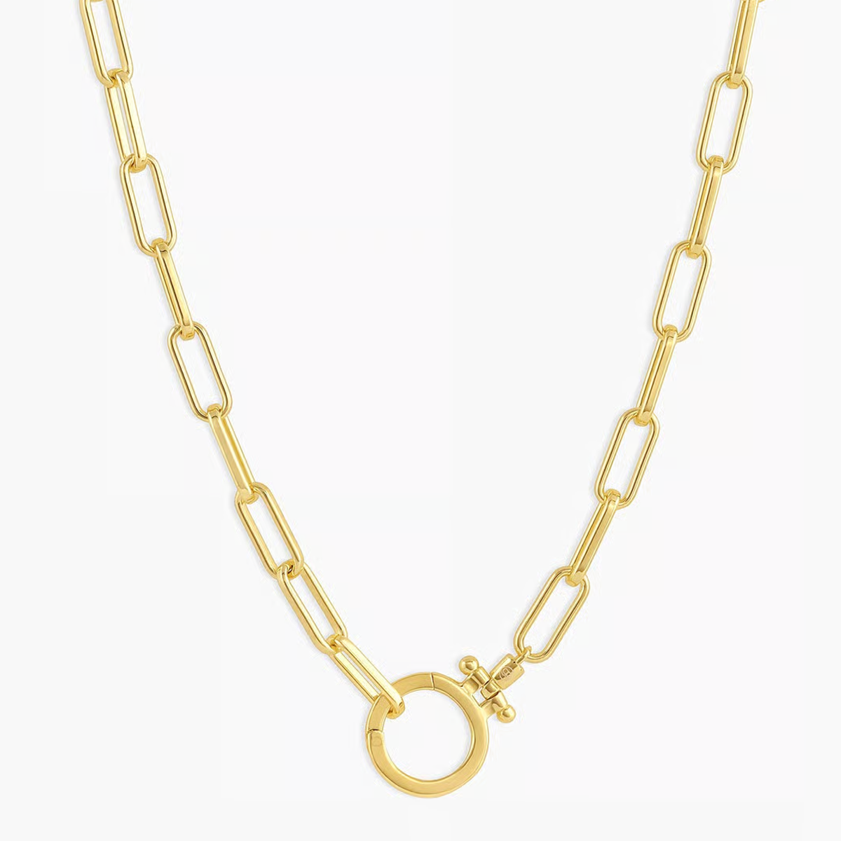 Sterling Silver with Yellow Gold Plated Round Paper Clip Chain Necklace