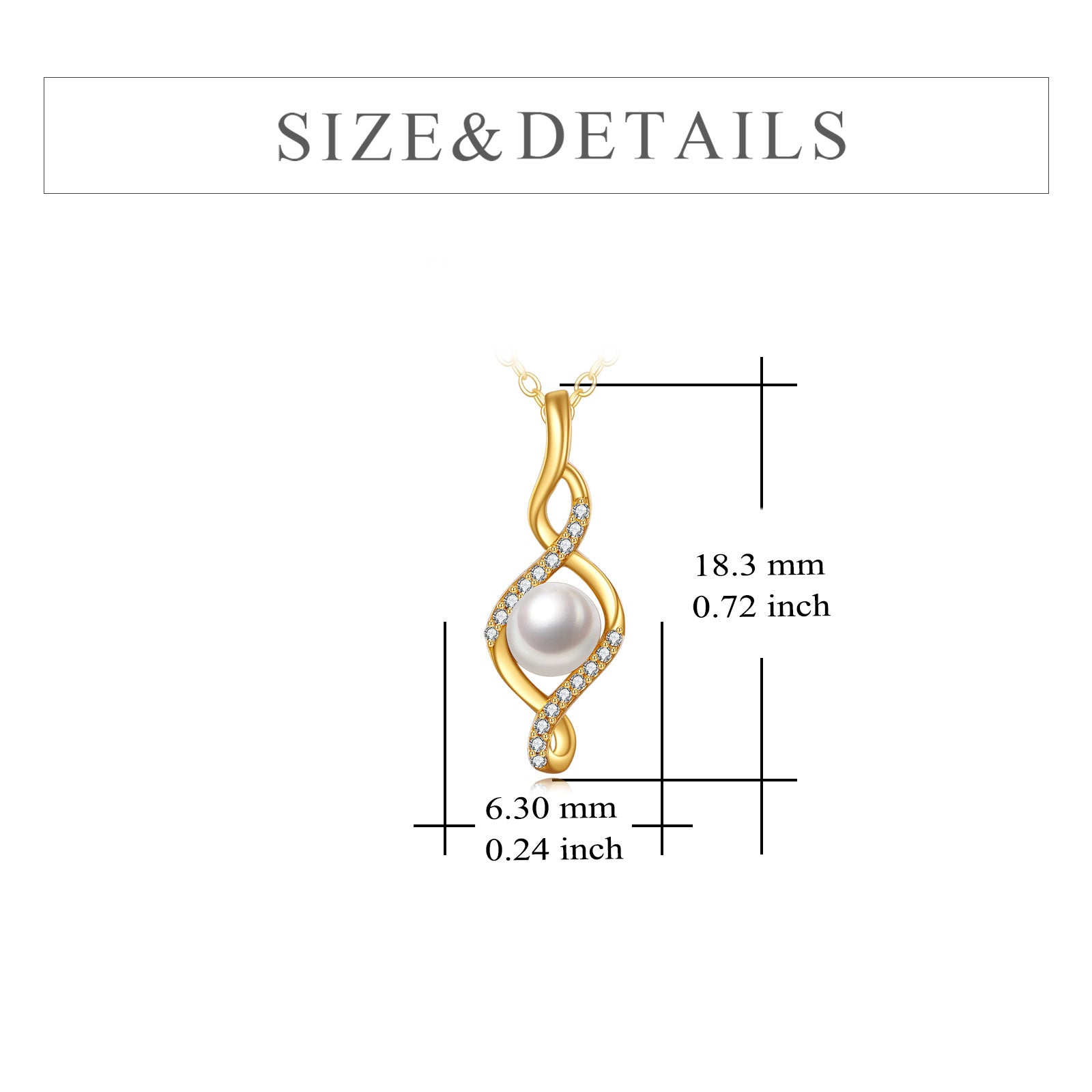 14K Gold Round Pearl Infinity Symbol Pendant Necklace