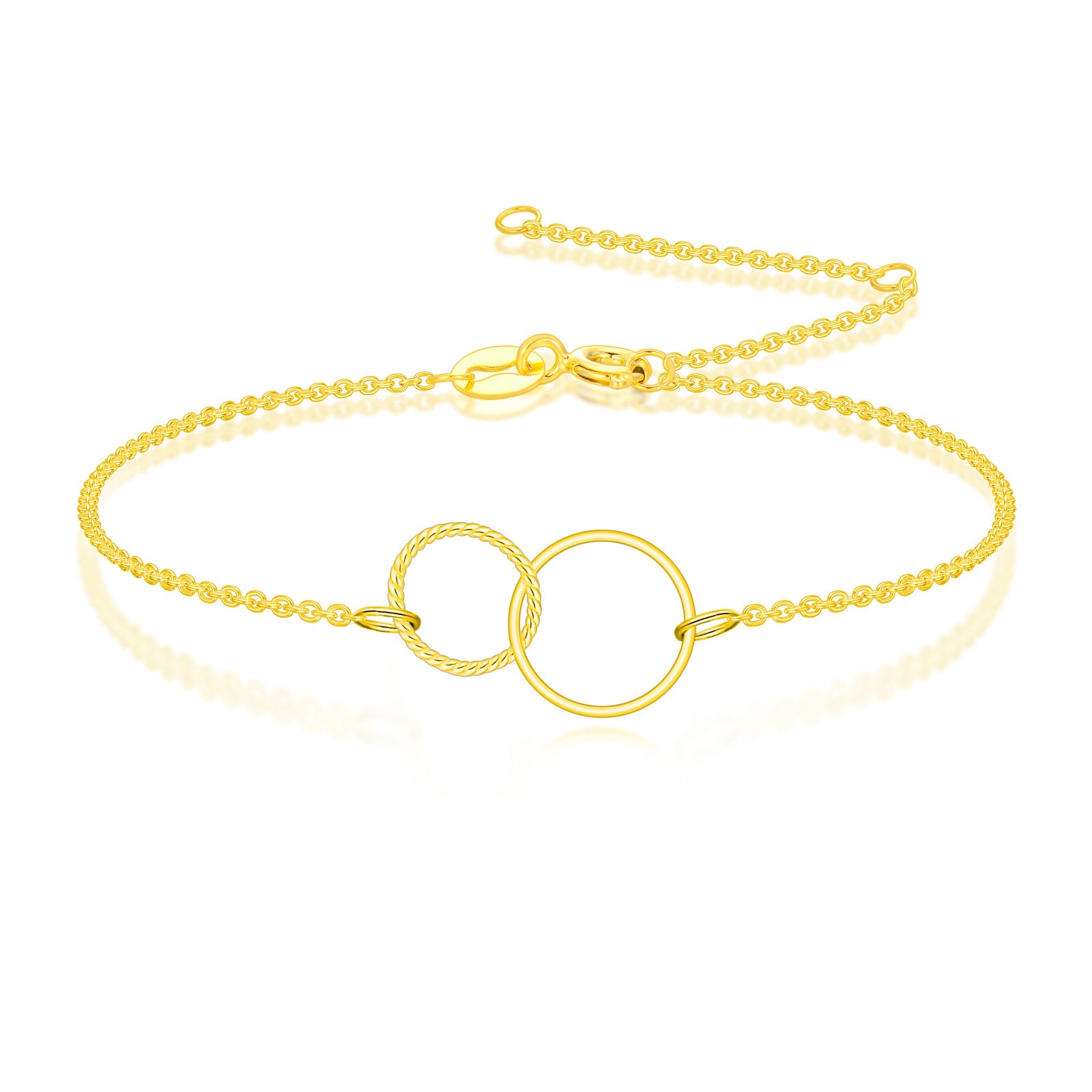 14K Gold Round Ring Charm Bracelet