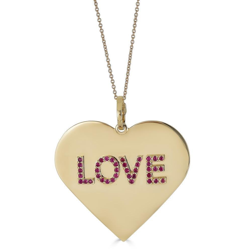 Gold Heart Necklace With Rubies