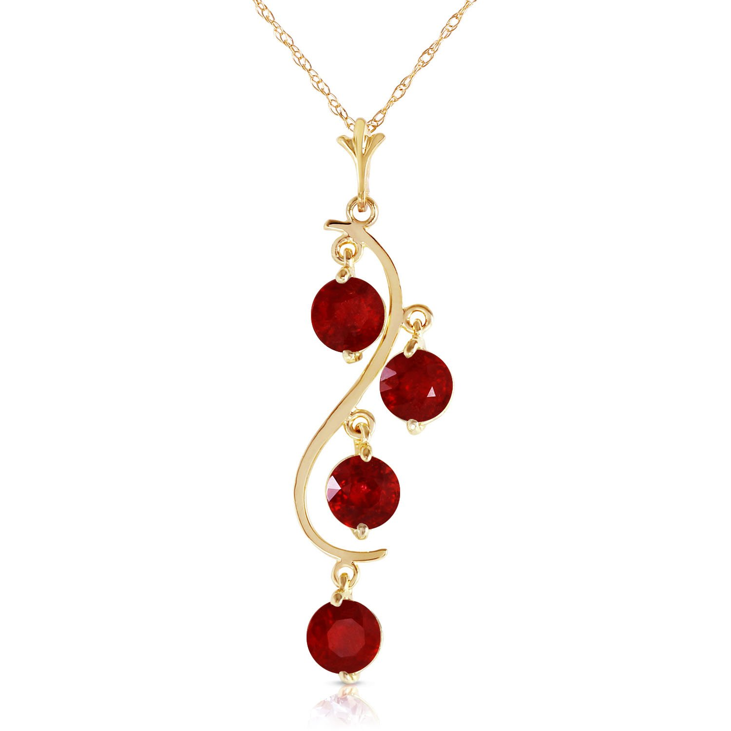 14K Gold Ruby Round Pendant Necklace Gemstone Necklaces
