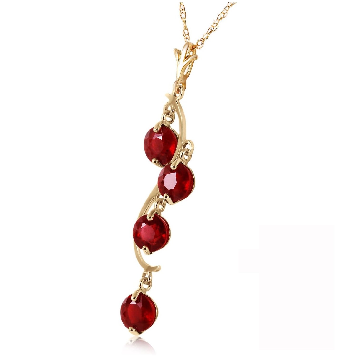 14K Gold Ruby Round Pendant Necklace Gemstone Necklaces