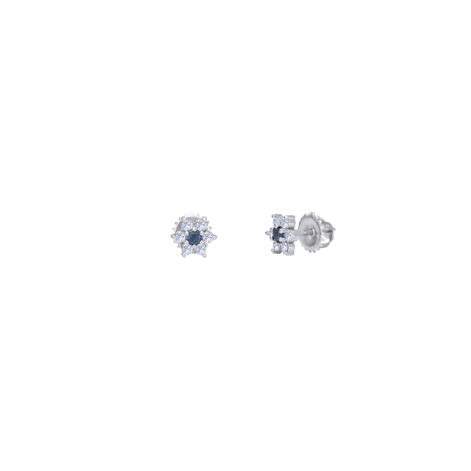 Sapphire and Diamond Flower Earrings