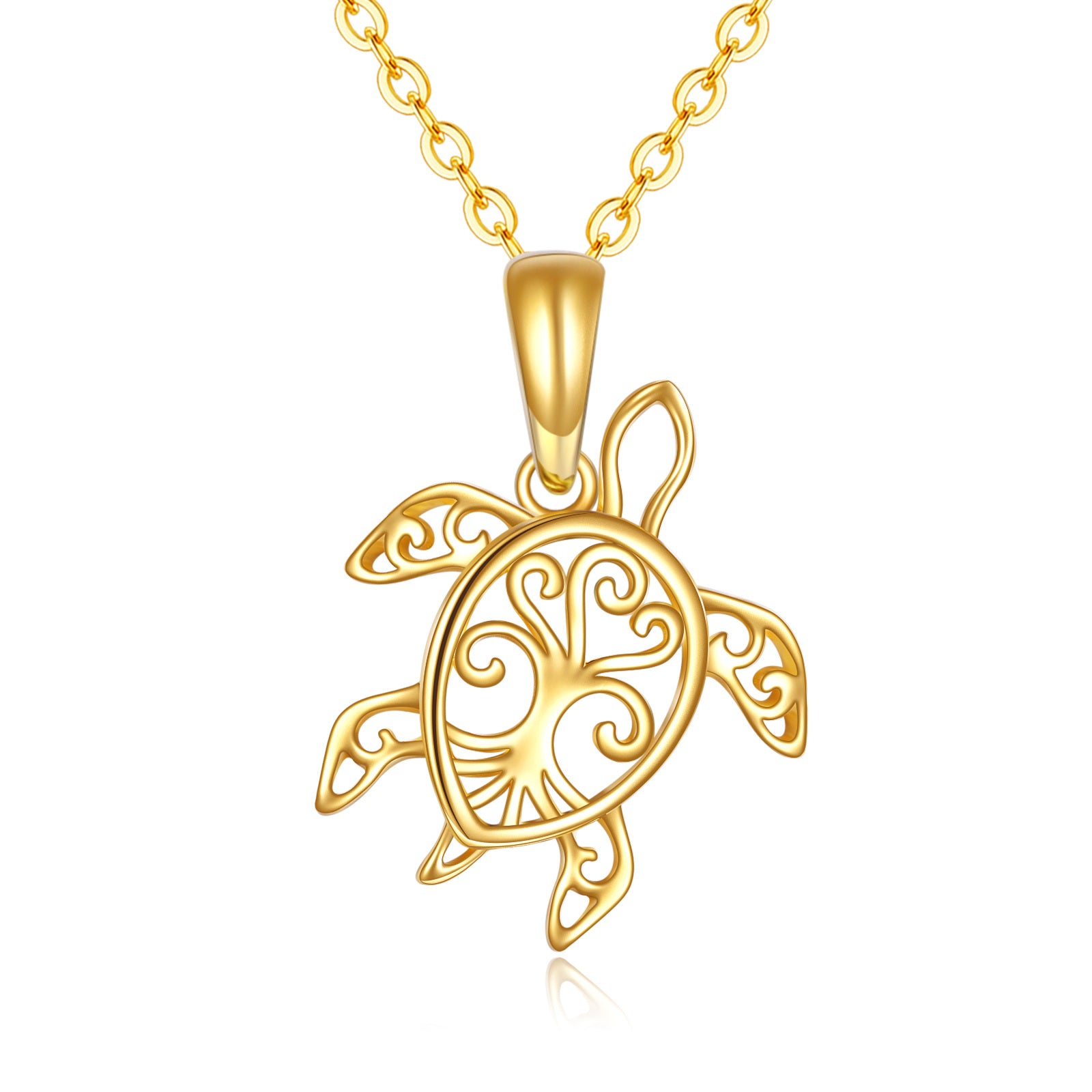 14K Gold Sea Turtle Pendant Necklace
