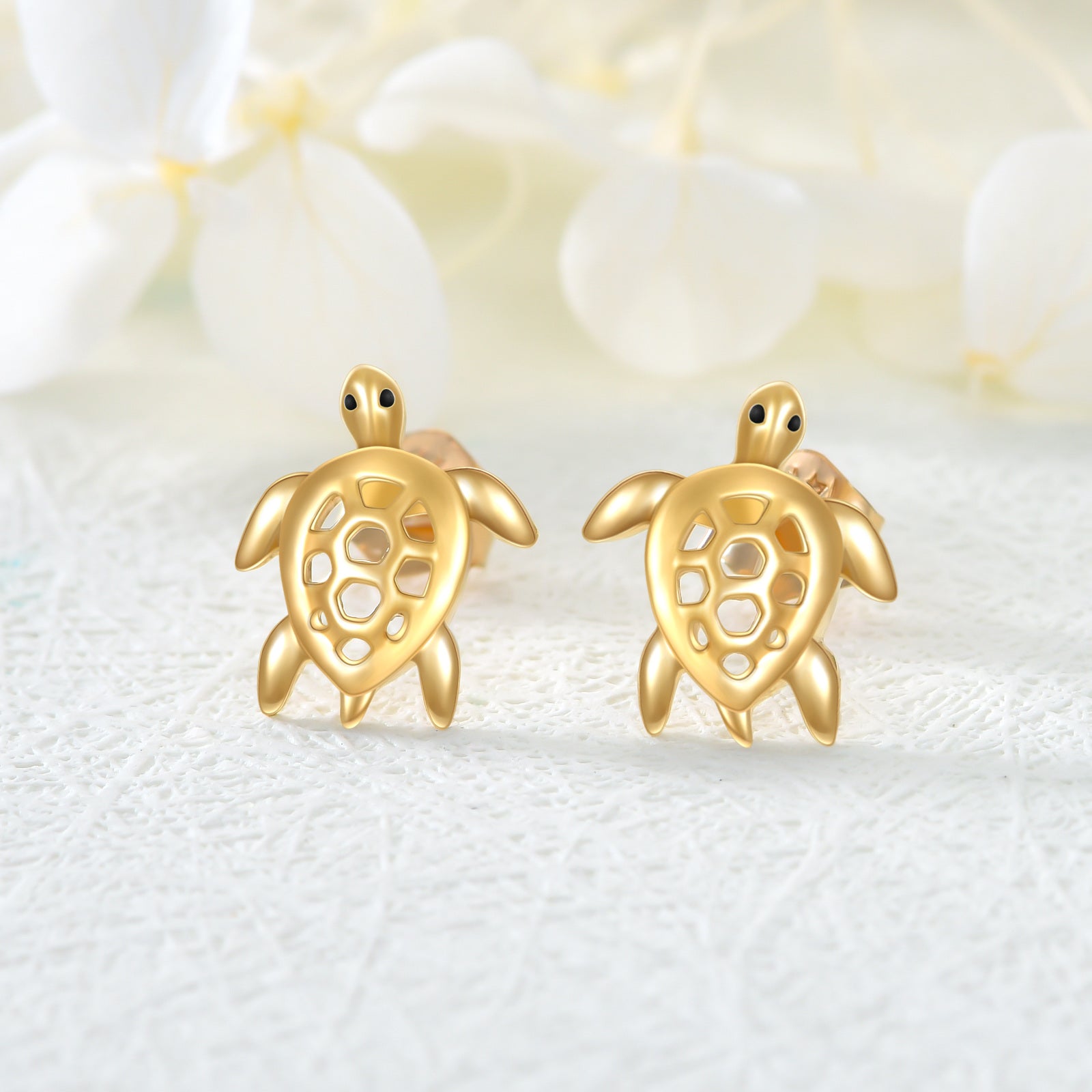 14K Gold Sea Turtle Stud Earrings