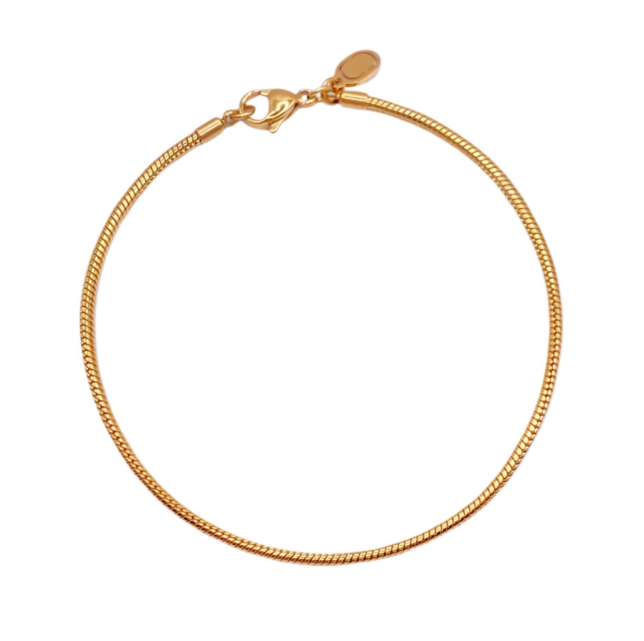 Sterling Silver with Yellow Gold Plated Snake Chain Bracelet 2mm