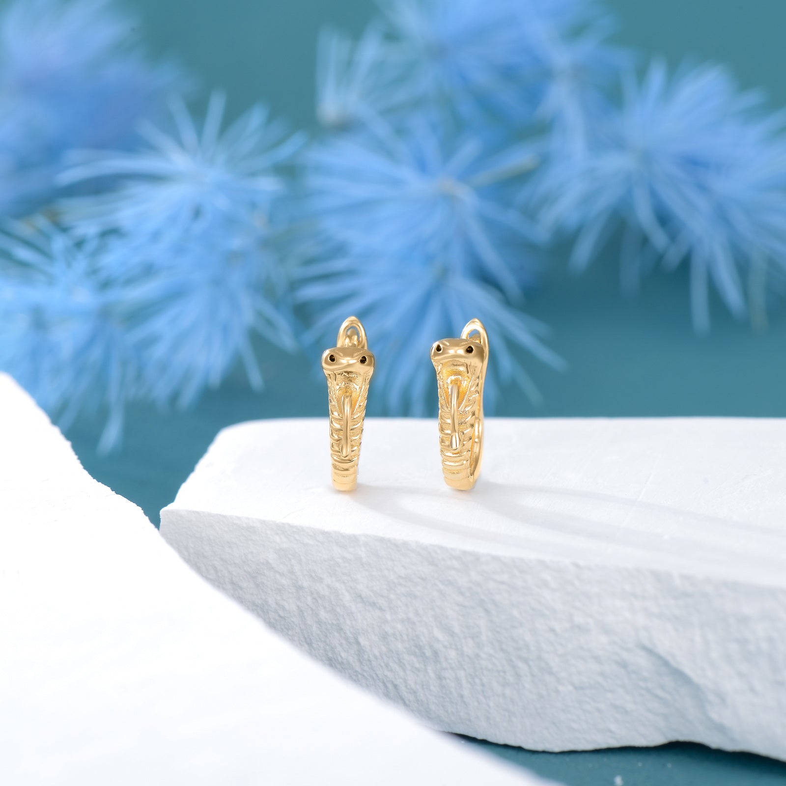 14K Gold Snake Stud Earrings