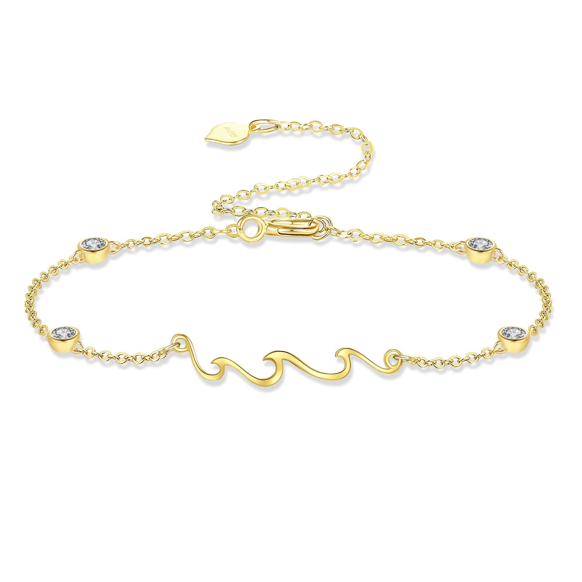 14K Gold Cubic Zirconia Spray Bracelet for Women