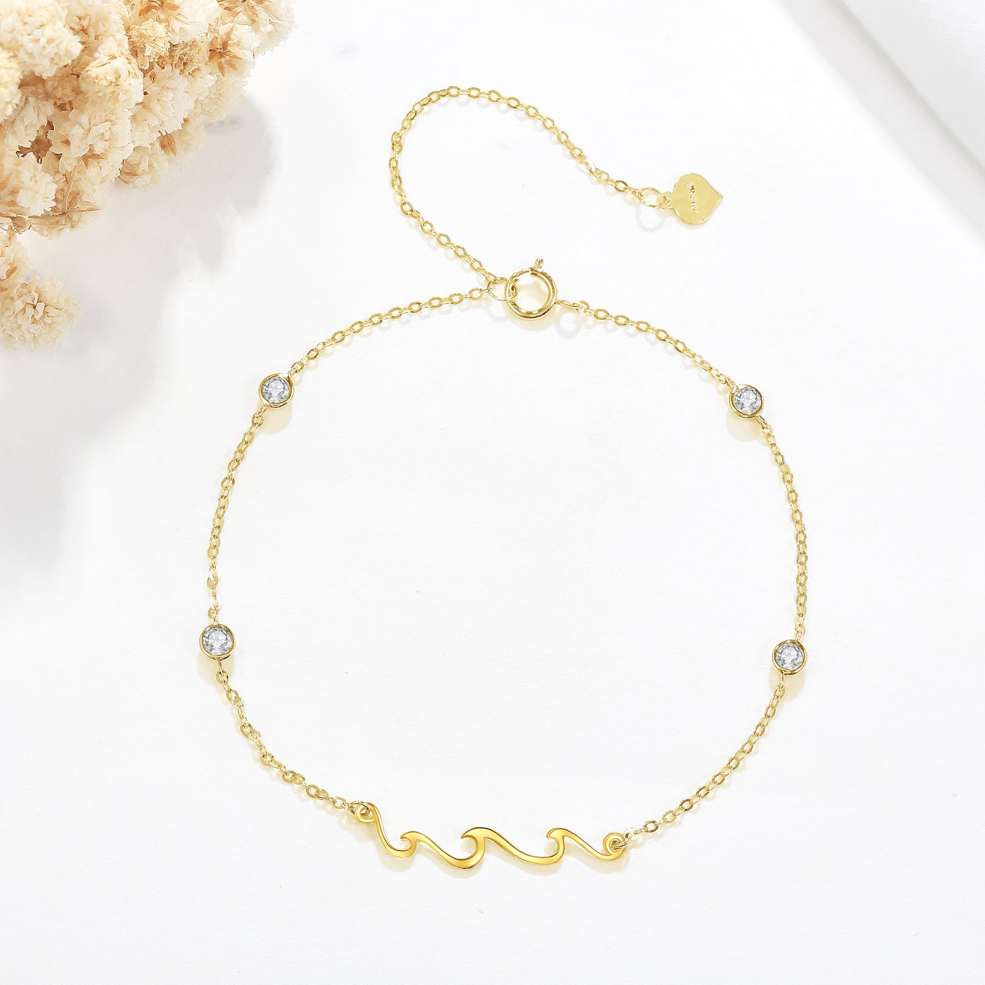 14K Gold Cubic Zirconia Spray Bracelet for Women