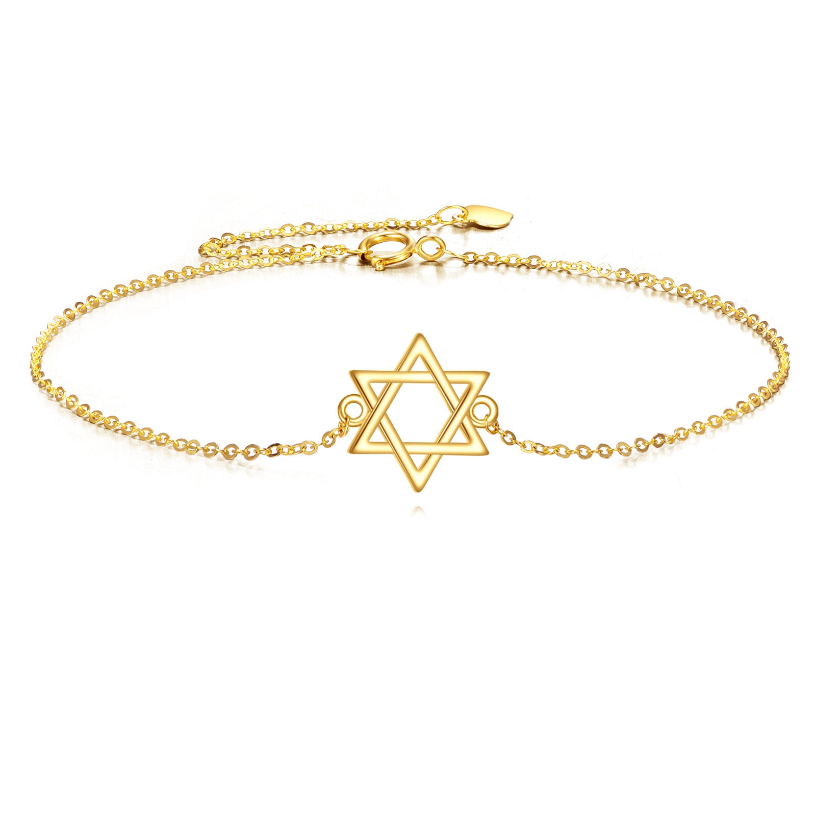 14K Gold Star Of David Charm Bracelet
