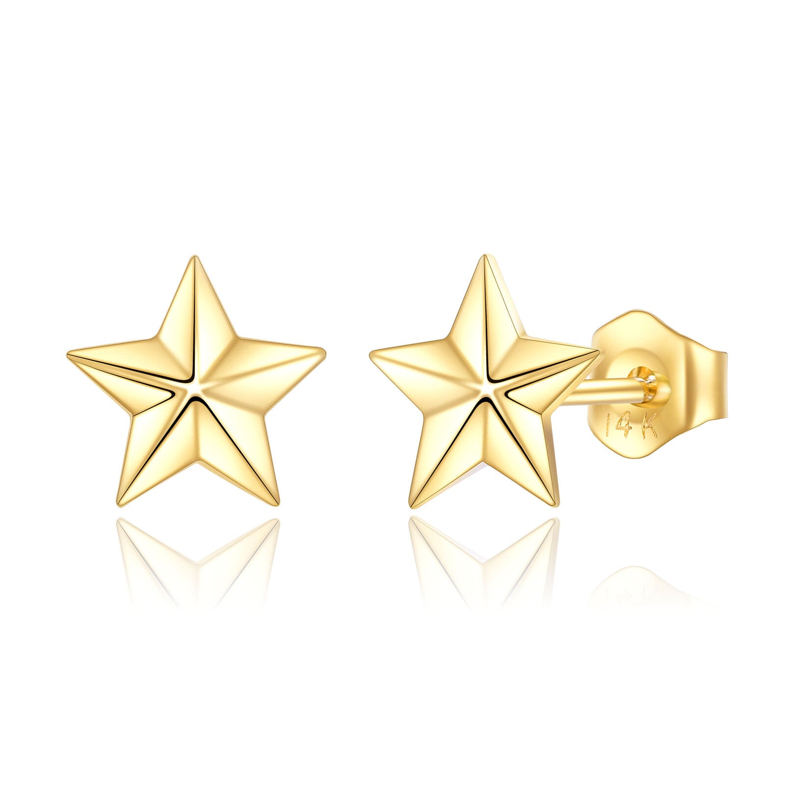 14K Gold Star Stud Earrings