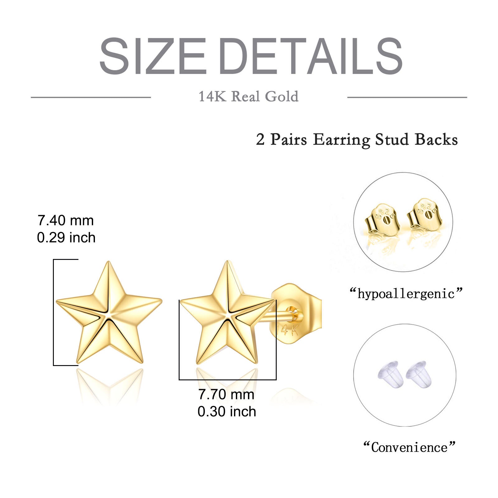 14K Gold Star Stud Earrings