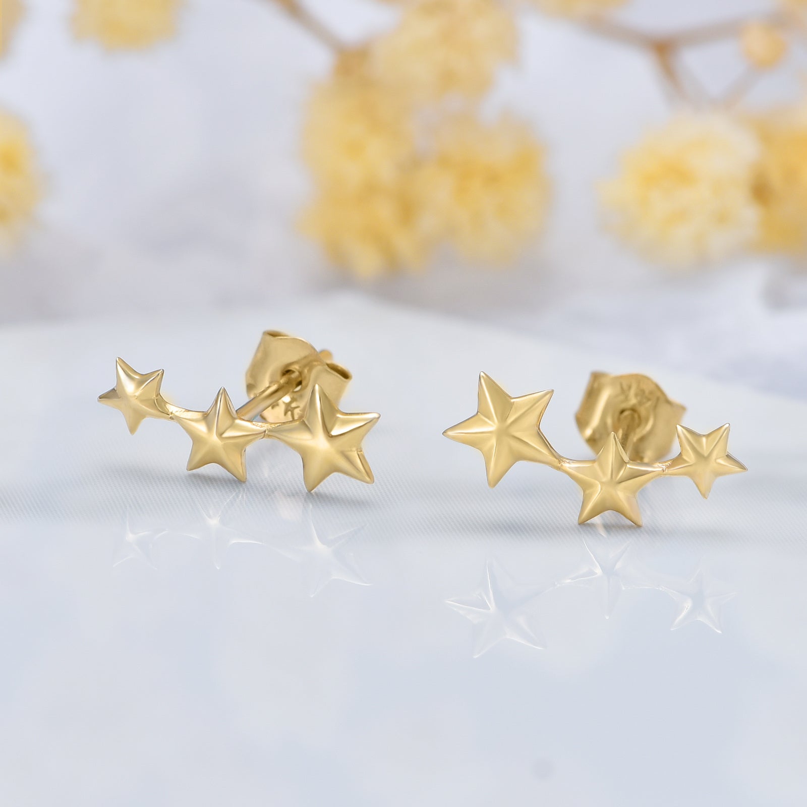 14K Gold Star Stud Earrings