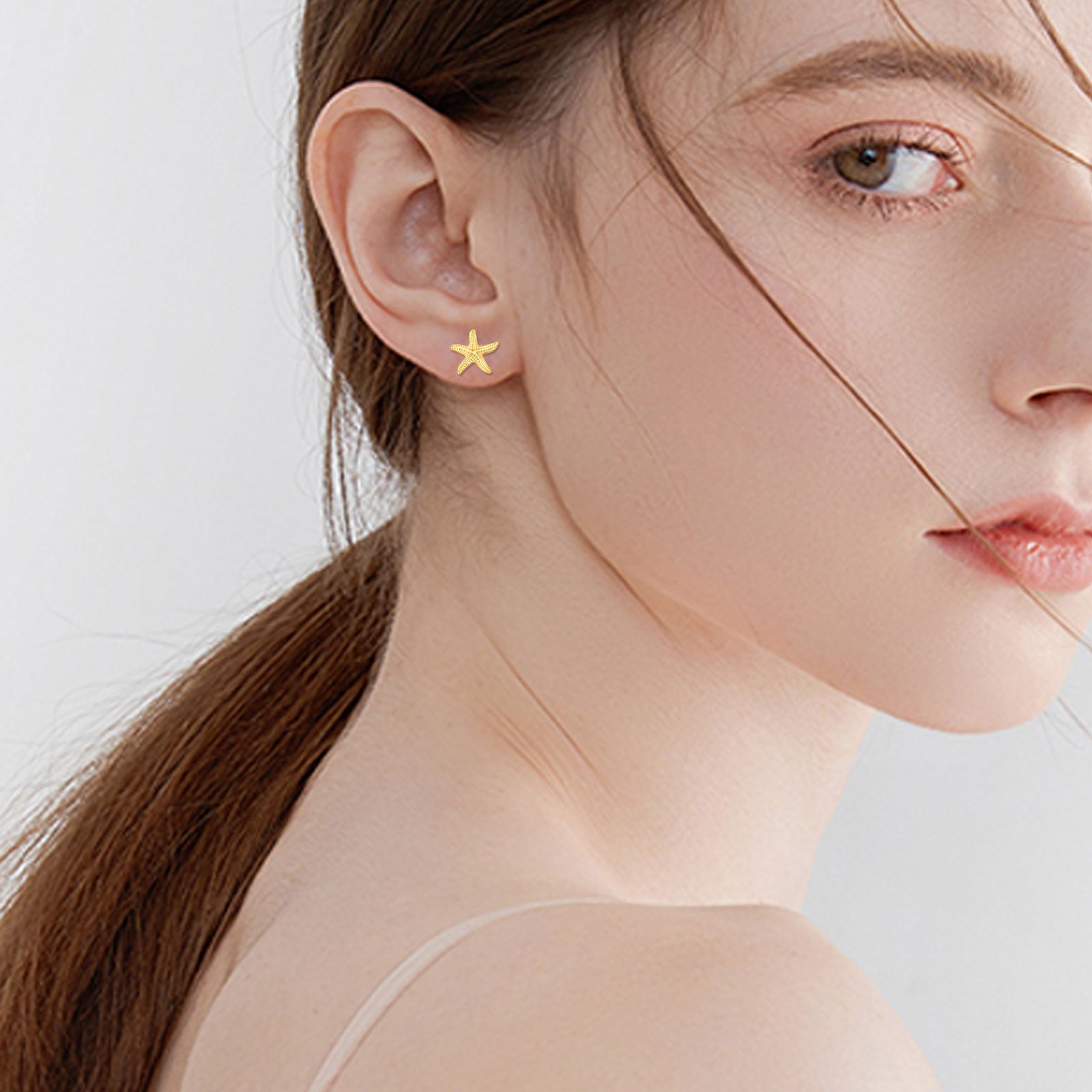 14K Gold Starfish Stud Earrings